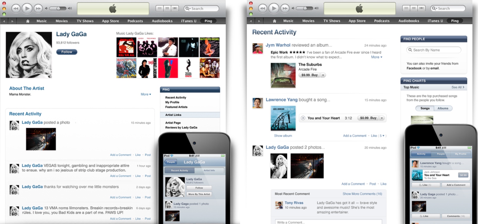 iTunes 10 Ping Timeline and Stream (2010)